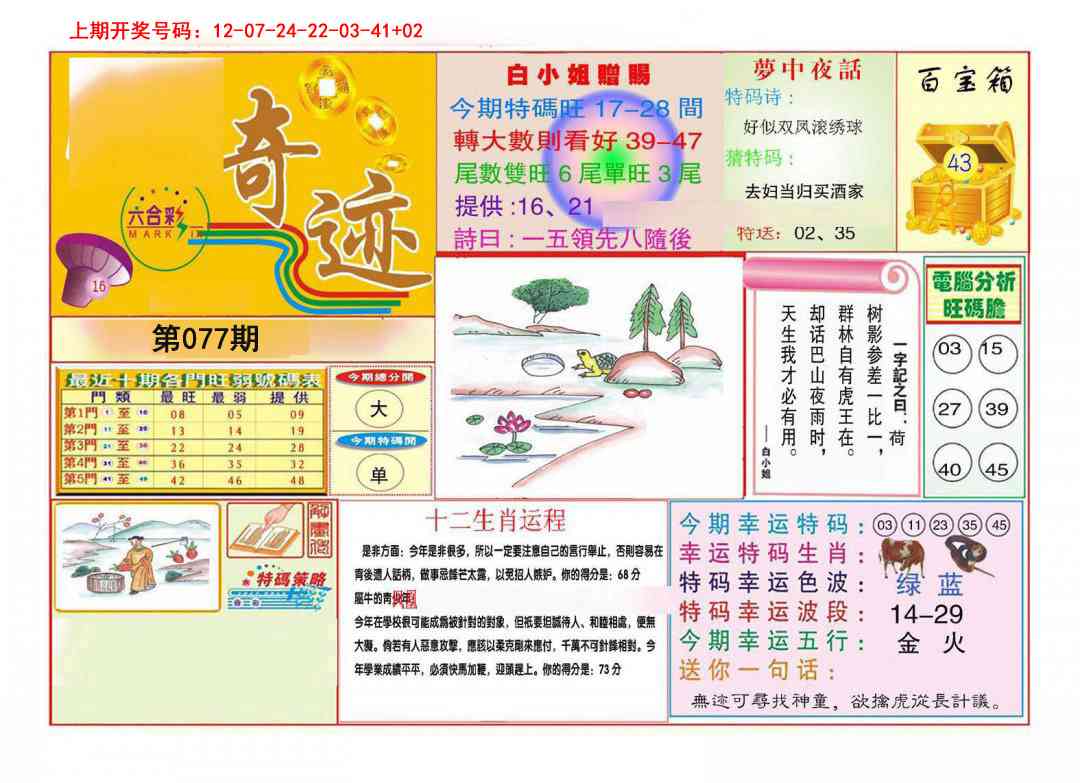 077期九龍奇迹A(推荐)[图]